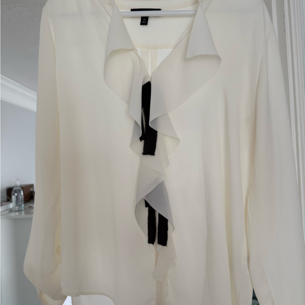 Banana republic Elegant Cream Ruffle Blouse